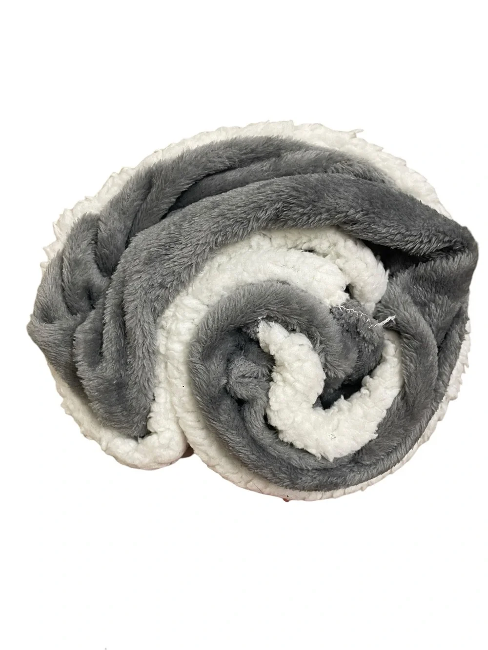 Cuddl Duds ClimateRight Plush Throw Blanket Sherpa Lined Foot Pocket Grey 50x70